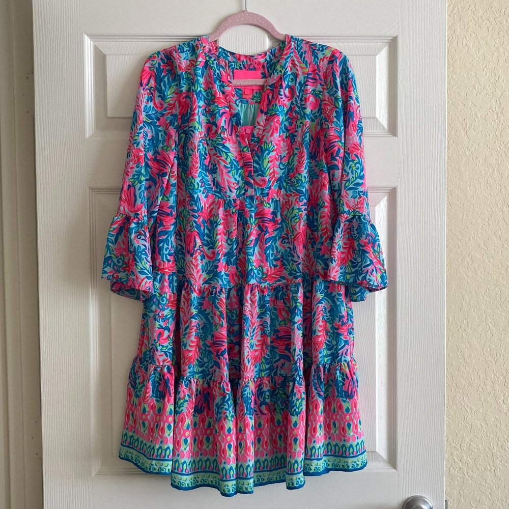 Lilly Pulitzer Gabriel Flim Flam Dress, Surf Blue, Size 4